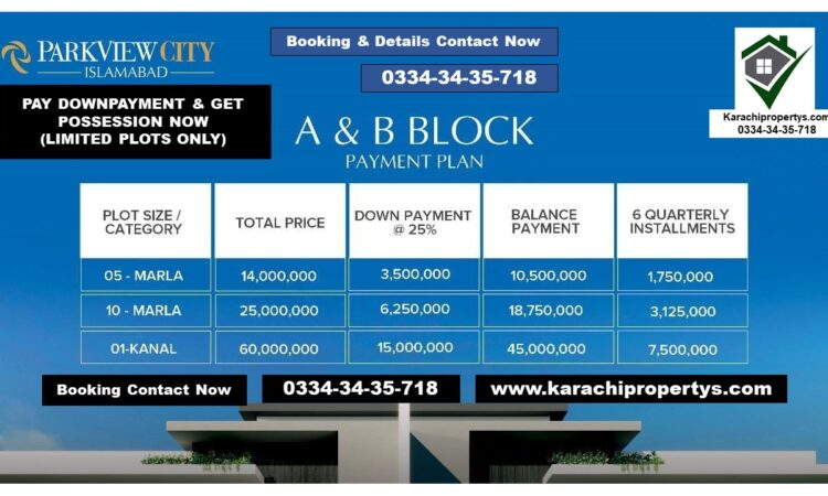 10 Marla Plot on Installment in Park View City Islamabad
