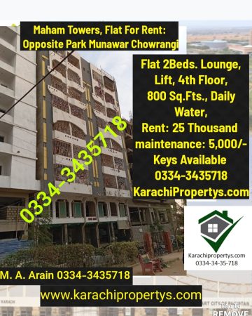 FlatForRentGulistaneJauharKarachi